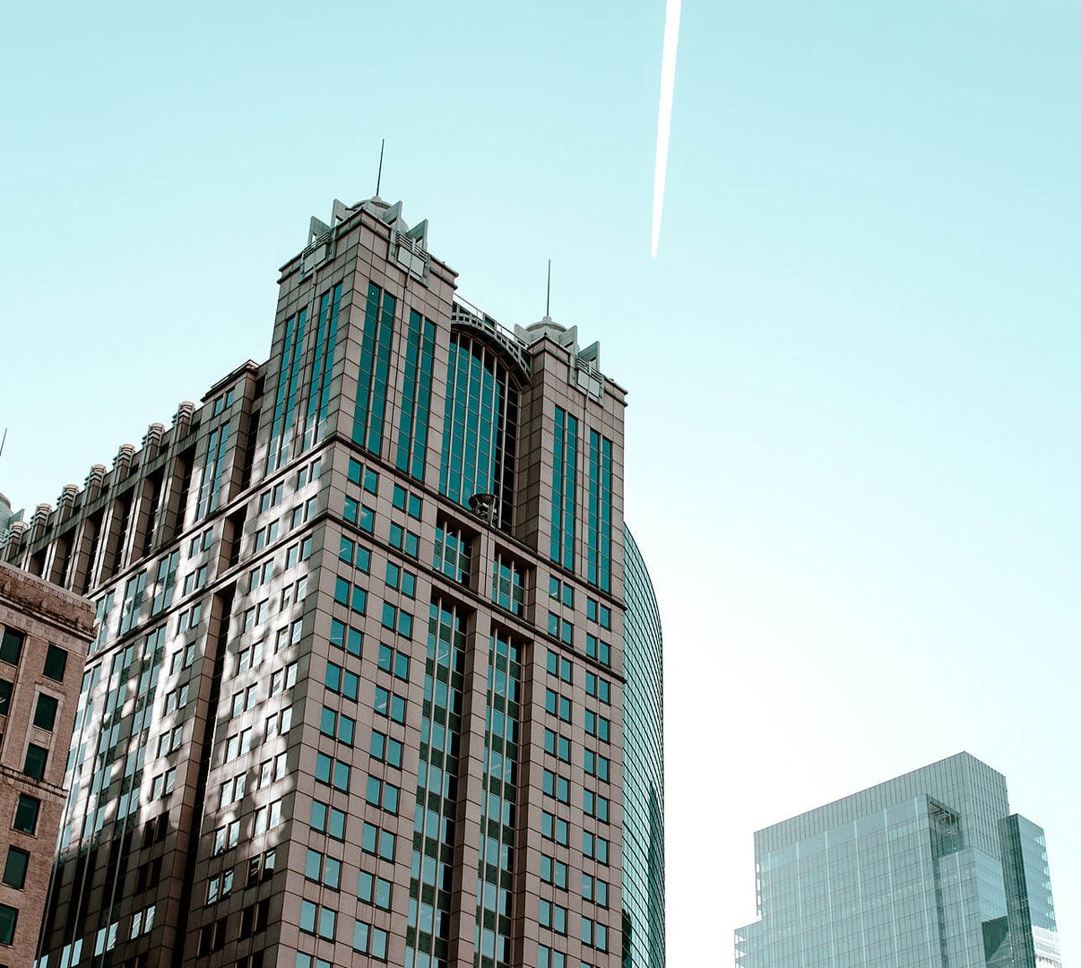 Skyscrapers with blue sky in the background